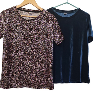 Old Navy Floral and Velvet T-Shirt Set Women Small